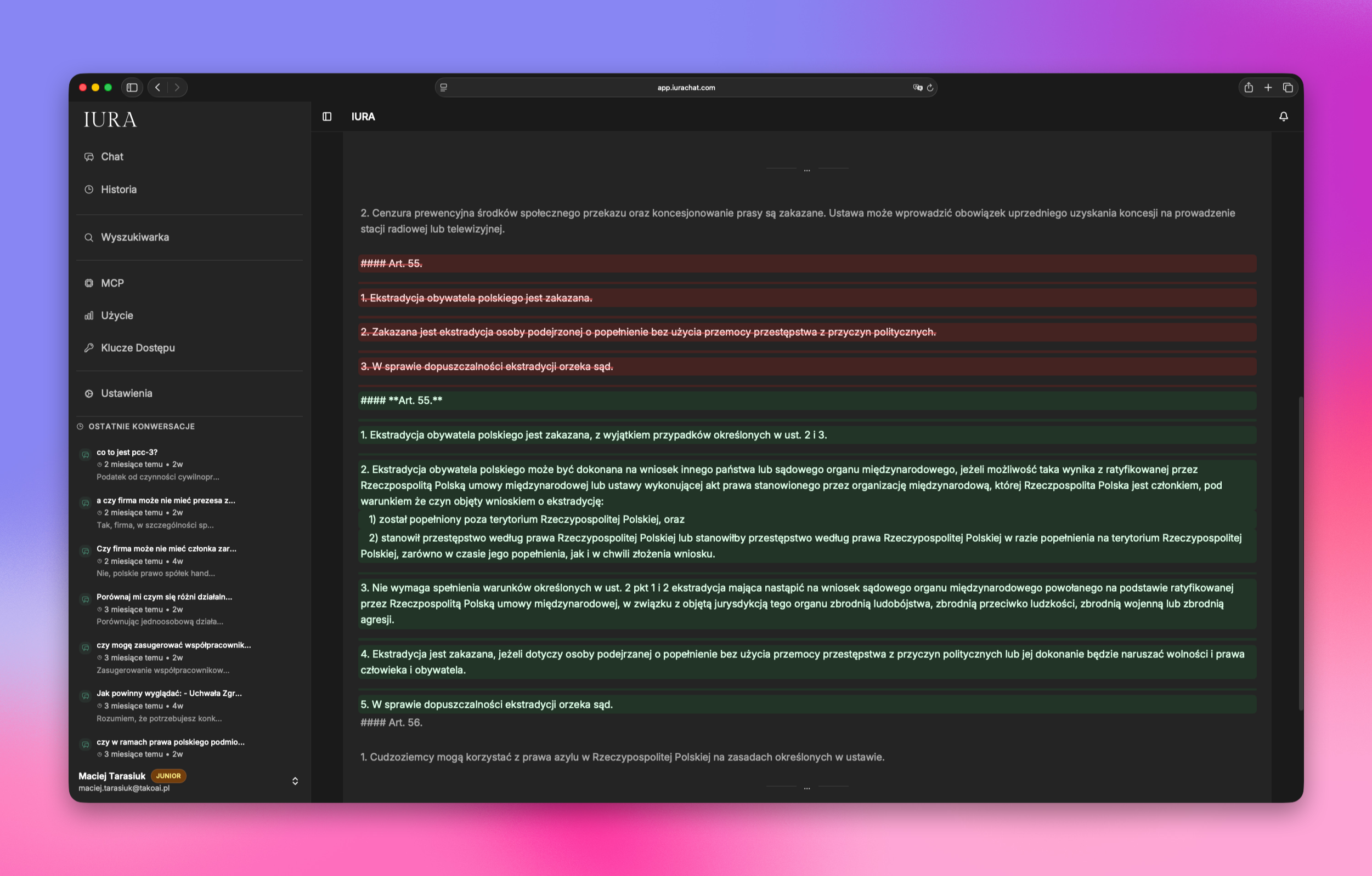 Porównywanie wersji aktów prawnych